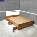 نمای کناری با کشو های باز تخت خواب آلوا دو نفره از گامی نو