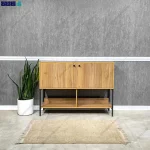 نمای روبرو از جاکفشی کنسولی چوب و فلز گلستان طراحی در گامینو