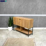 نمای کناری از جاکفشی کنسولی چوب و فلز گلستان طرحی از گامی نو