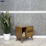 قیمت پاتختی چوبی، پاتختی دو کشو، میز پاتختی شمیم، میز پاتختی جدید، ساخته شده در مجموعه گامی نو