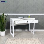 میز تحریر مینیمال، میز تحریر ام دی اف، میز تحریر فلزی، میز تحریر ماهان پلاس پایه سفید