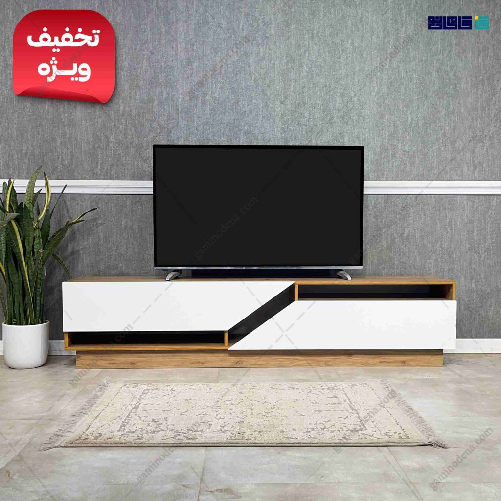 مدل میز تلویزیون دیواری ساده و شیک، میز تلویزیون گردو