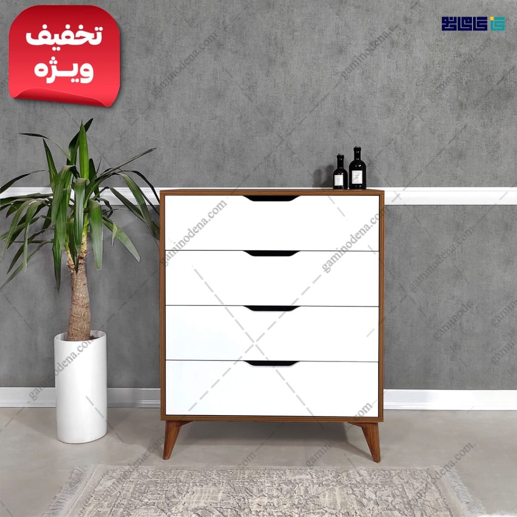 دراور 4 کشو آلوا لیون تیره نما سفید