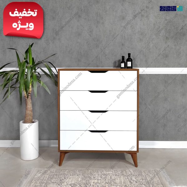 دراور 4 کشو آلوا لیون تیره نما سفید