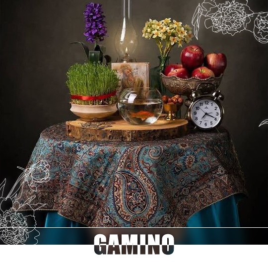 سفره هفت‌ سین آبی فیروزه‌ ای