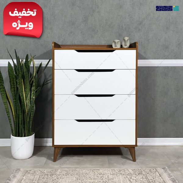 دراور 4 کشو دامون تیره سفید