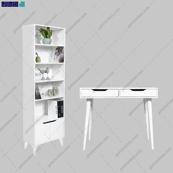 ست میز تحریر و کتابخانه آپارتمانی بلوط