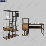 ست میز تحریر و کتابخانه فلزی دلماه