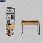 ست میز تحریر و کتابخانه فلزی یاس