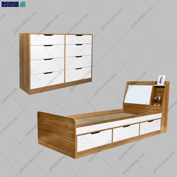 ست تخت خواب و دراور کشودار مهناز