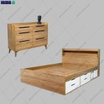 ست تخت خواب و دراور کشودار نگار