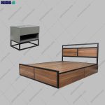 ست تخت خواب و پاتختی فلزی یاسنا