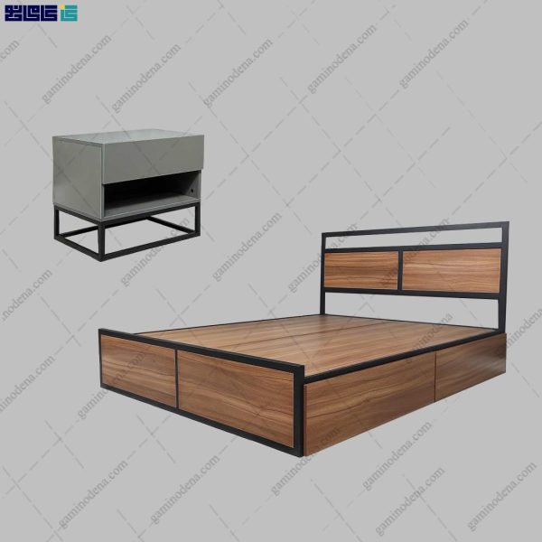 ست تخت خواب و پاتختی فلزی یاسنا