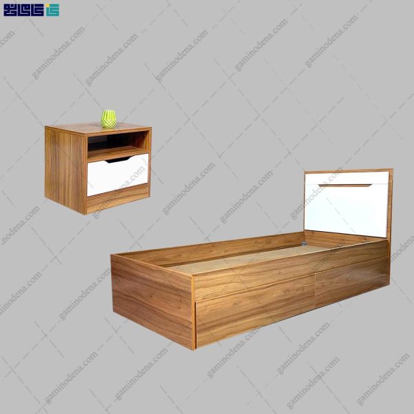 ست تخت خواب و پاتختی مدرن کشودار آرام