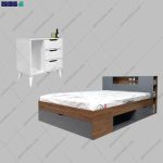 ست تخت خواب و پاتختی کشودار نورا