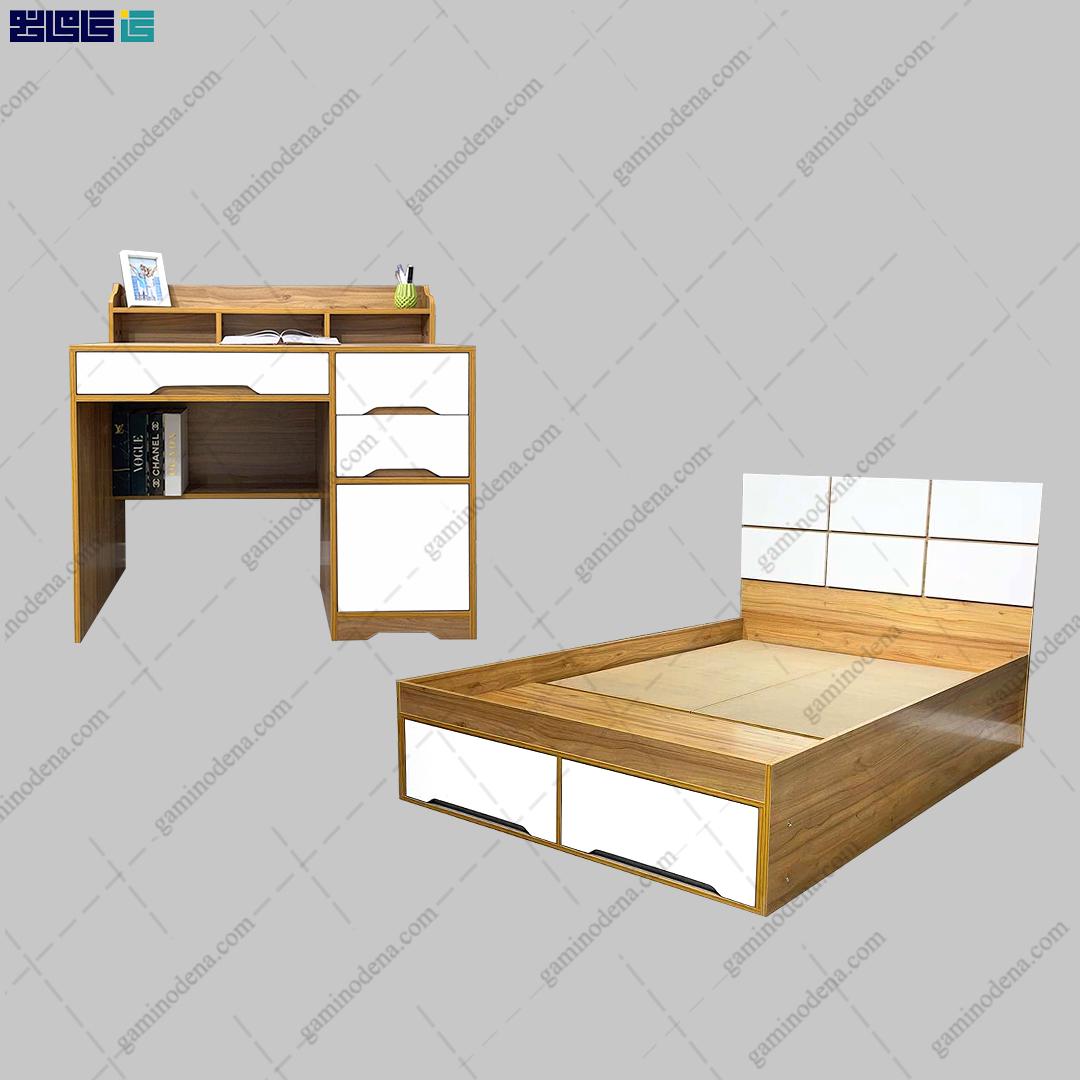 ست تخت خواب و میز تحریر کشودار دنا