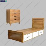 ست تخت خواب و دراور کشودار مهرانا