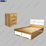 ست تخت خواب و پاتختی کشودار سما