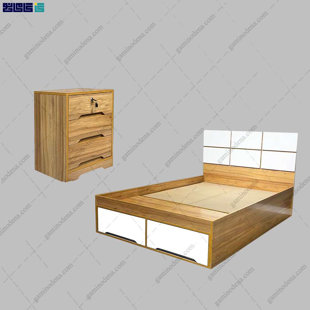 ست تخت خواب و پاتختی کشودار سما ست تخت خواب و پاتختی کشودار سما