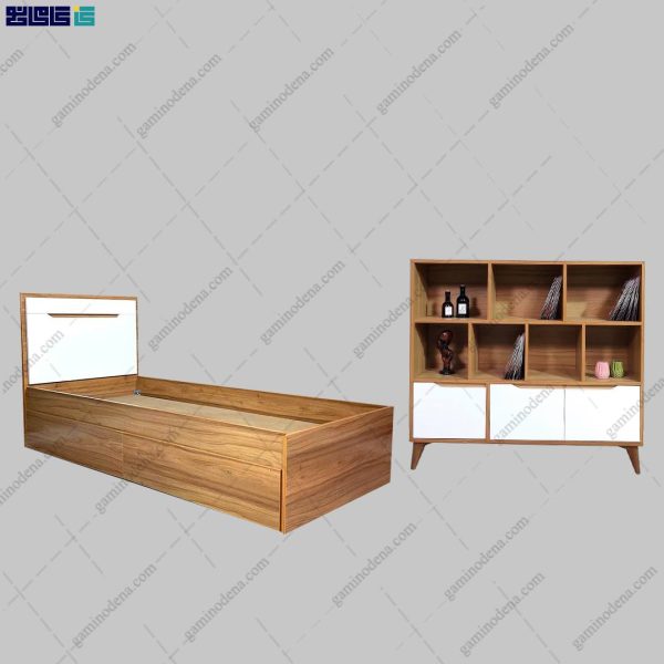 ست تخت خواب و کتابخانه مدرن ستاک