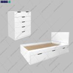 ست تخت خواب و دراور کشودار یلدا