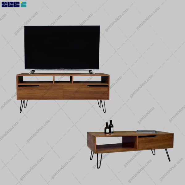 ست میز تلویزیون و جلومبلی پایه فلزی دانا