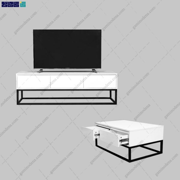 ست میز تلویزیون و جلومبلی پایه فلزی نورسا