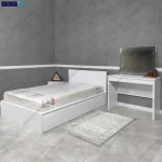تخت خواب 120 مروارید به همراه تشک و میز کناری