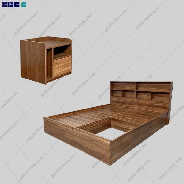 ست تخت خواب و پاتختی لنا از گامی نو