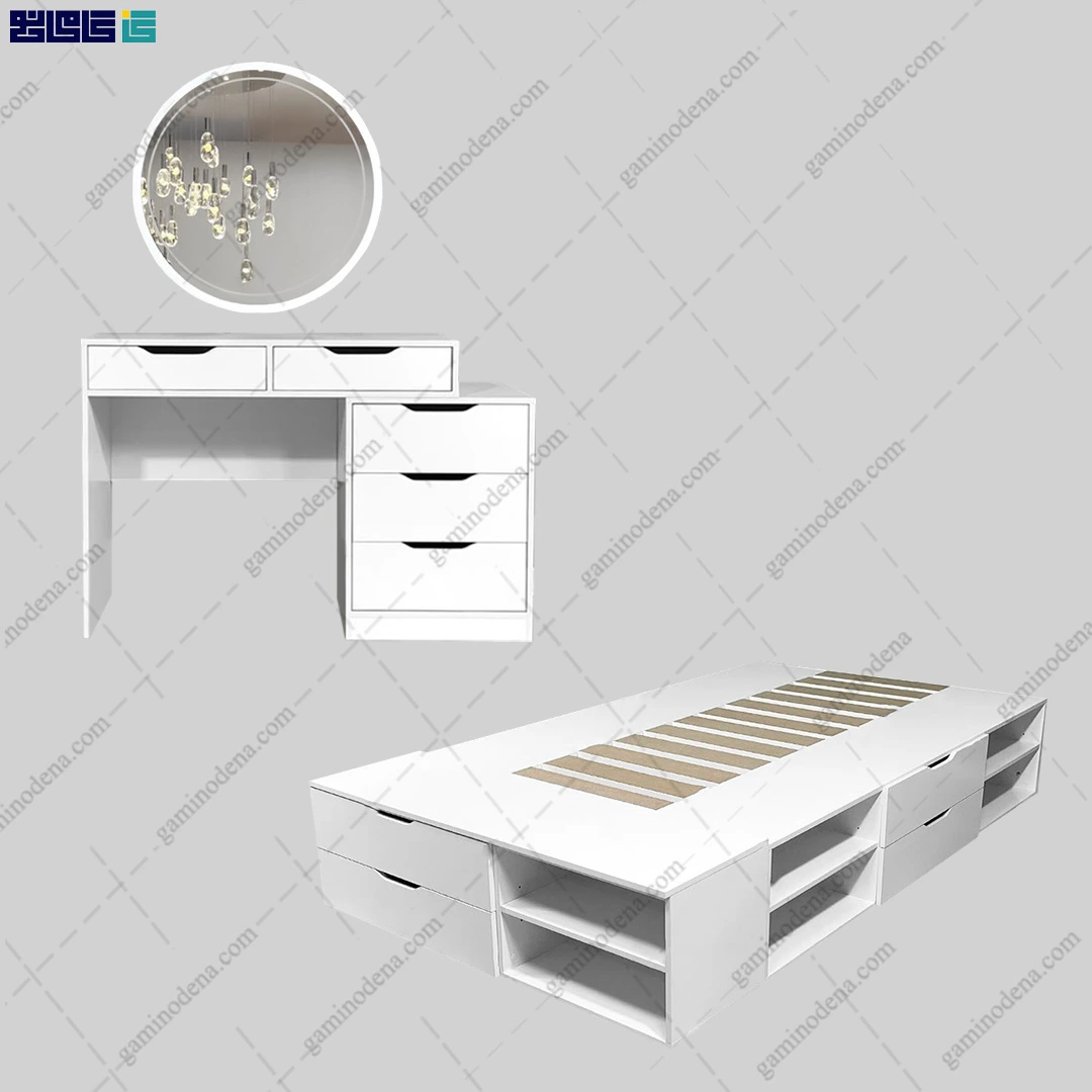 ست تخت خواب و میز آرایش یکتا ست تخت خواب و میز آرایش یکتا از گامی نو