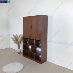 نمای کناری از کتابخانه خانگی و مدرن پولاد