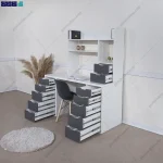 نمای کشو باز از میز تحریر کتابخانه دار مدرن بامداد