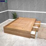 نمای کشو باز تخت خواب مدرن هتلی گیسو دو نفره