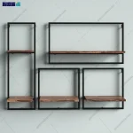 نمای روبرو و ساده از شلف فلزی و ام دی اف شمس