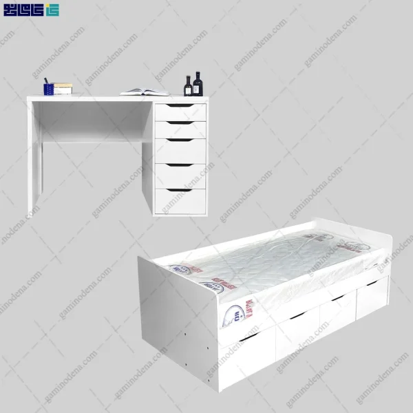 نمای اصلی ست تخت خواب و میز تحریر هلیا