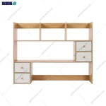 نمای کلی از کتابخانه و شلف رو میزی کوچک انوشه