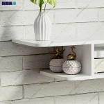 نمای گوشه چپ میز تلویزیون دیواری و ساده و شیک برکه