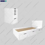 ست تخت خواب و دراور 6 کشو سرمه از گامی نو
