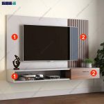 نمای کناری از میز تلویزیون دیواری و تی وی وال آسنا