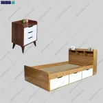 ست تخت خواب و پاتختی ملیکا از برند گامی نو