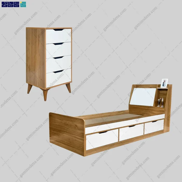 ست تخت خواب و جاکفشی آلما از برند گامی نو