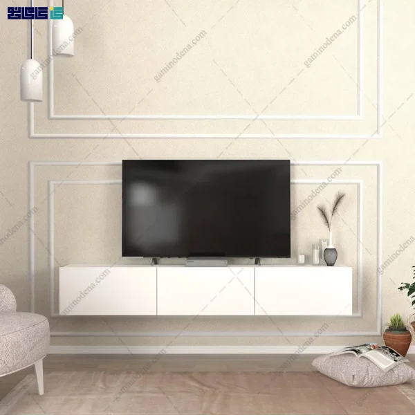 نمای اصلی میز تلویزیون دیواری و ساده و شیک نیکا